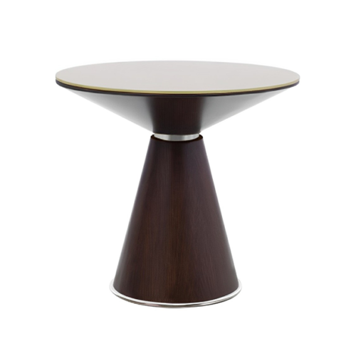 Contemporary mushroom-style office reception table with a sleek wooden finish, ideal for modern office settings