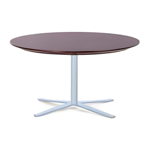 Sleek RT-15/RT-16 office reception table with a square wooden top and modern metal base, ideal for office settings.